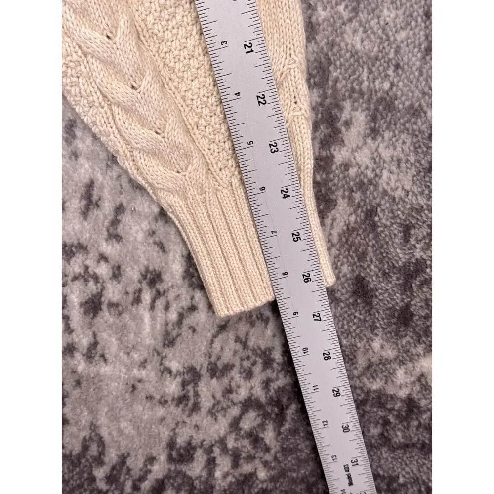 New Polo Ralph Lauren Sweater Dress Large Womens Chunky Cable Knit Ivory Cream